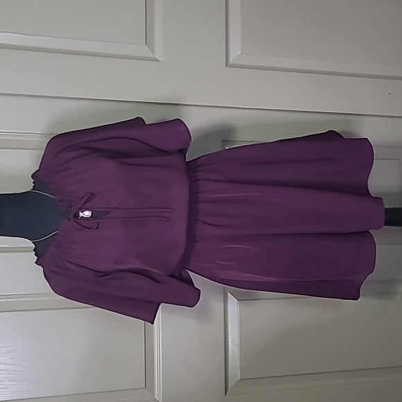 NWT Blue Rain Francesca's purple Short wing sleeve elastic waist dress medium - Picture 1 of 9